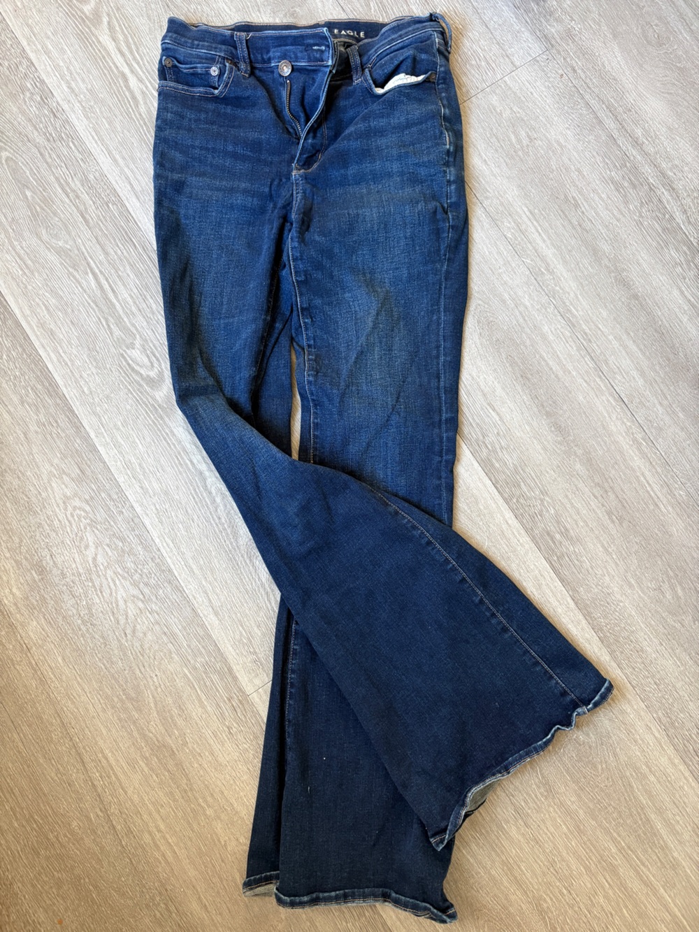 American Eagle Outfitters Dark Blue Women's Super High-rise Flare Jeans
